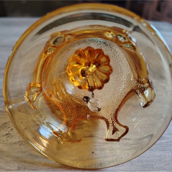 Vtg Italian Amber Drip Glass Bell Textured MCM 6.5" - Picture 3 of 3